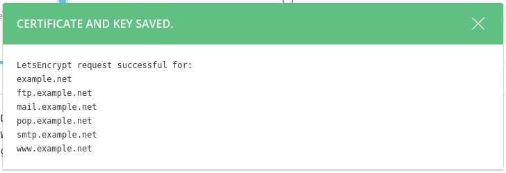 ACME certificate saved