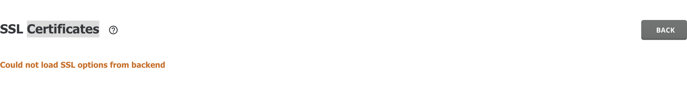 Disabled SSL Certificates page