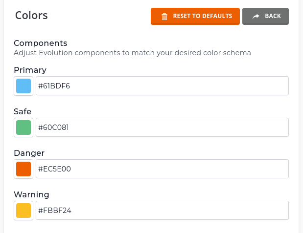 Color Customization Inputs