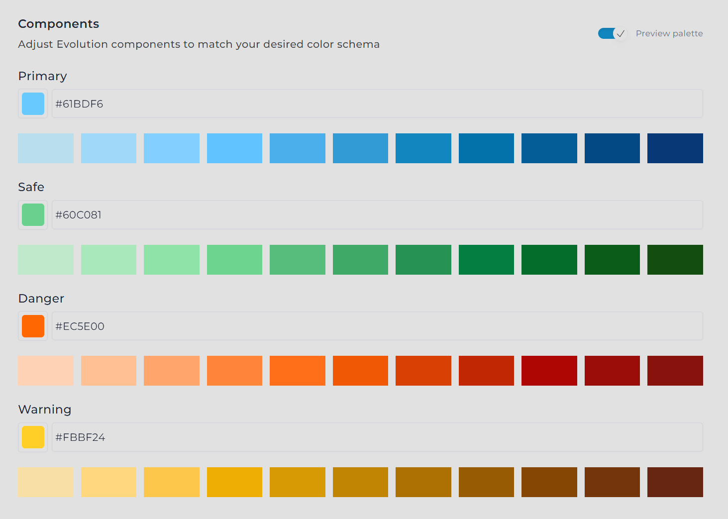Component colors customization