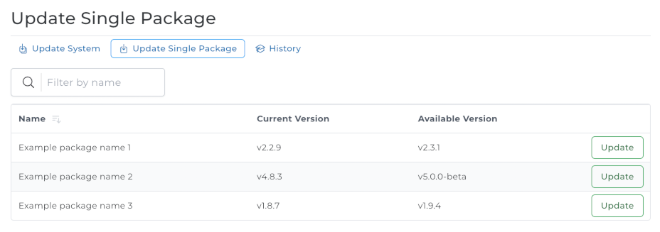 System Packages individual updates page