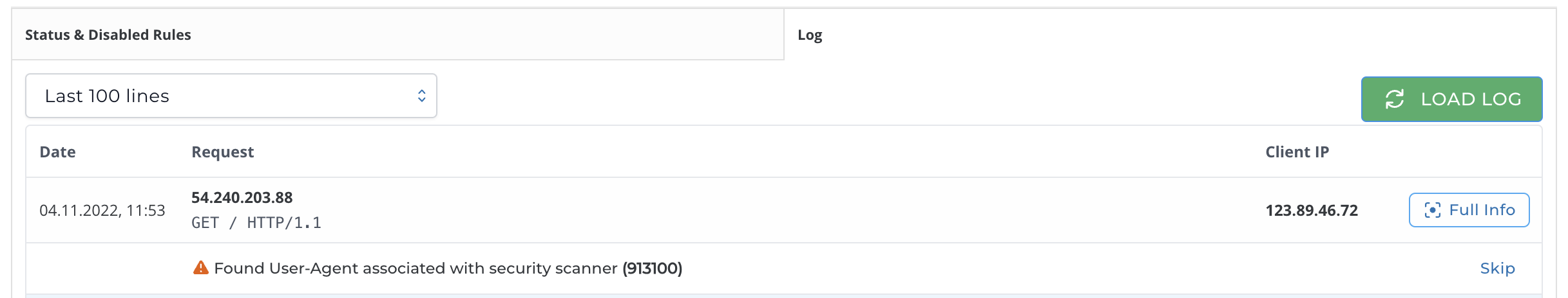 modsecurity log table