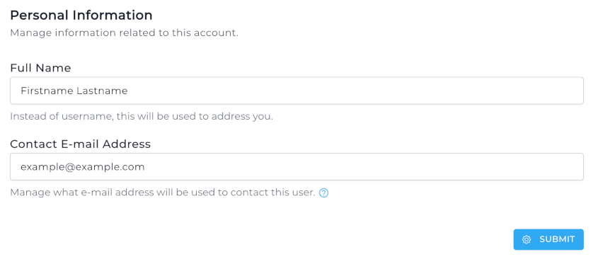 personal information configuration