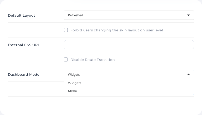 Dashboard Mode Customization