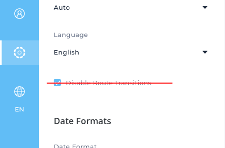 Removed Disable Route Transitions